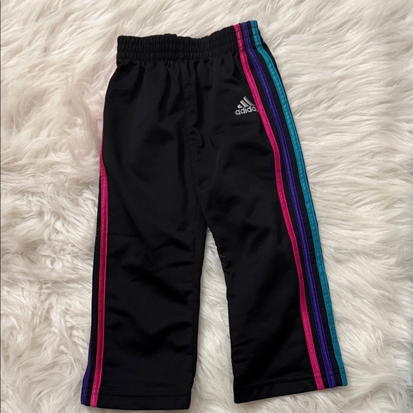adidas Other - adidas Kids Black Sweatpants with Pink, Purple & Teal Side Stripes
